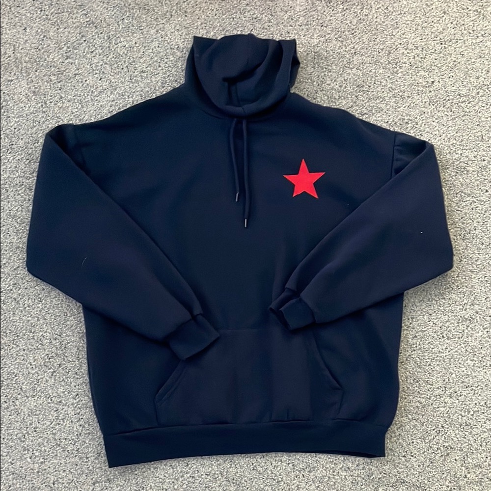 Navy blue Aeropostale Hoodie with Red Star (front + back)